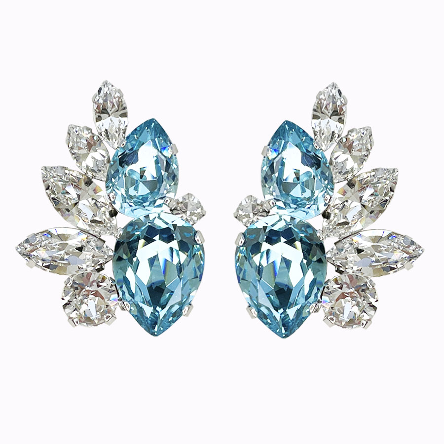 Arabella earrings aqua rhodium plated