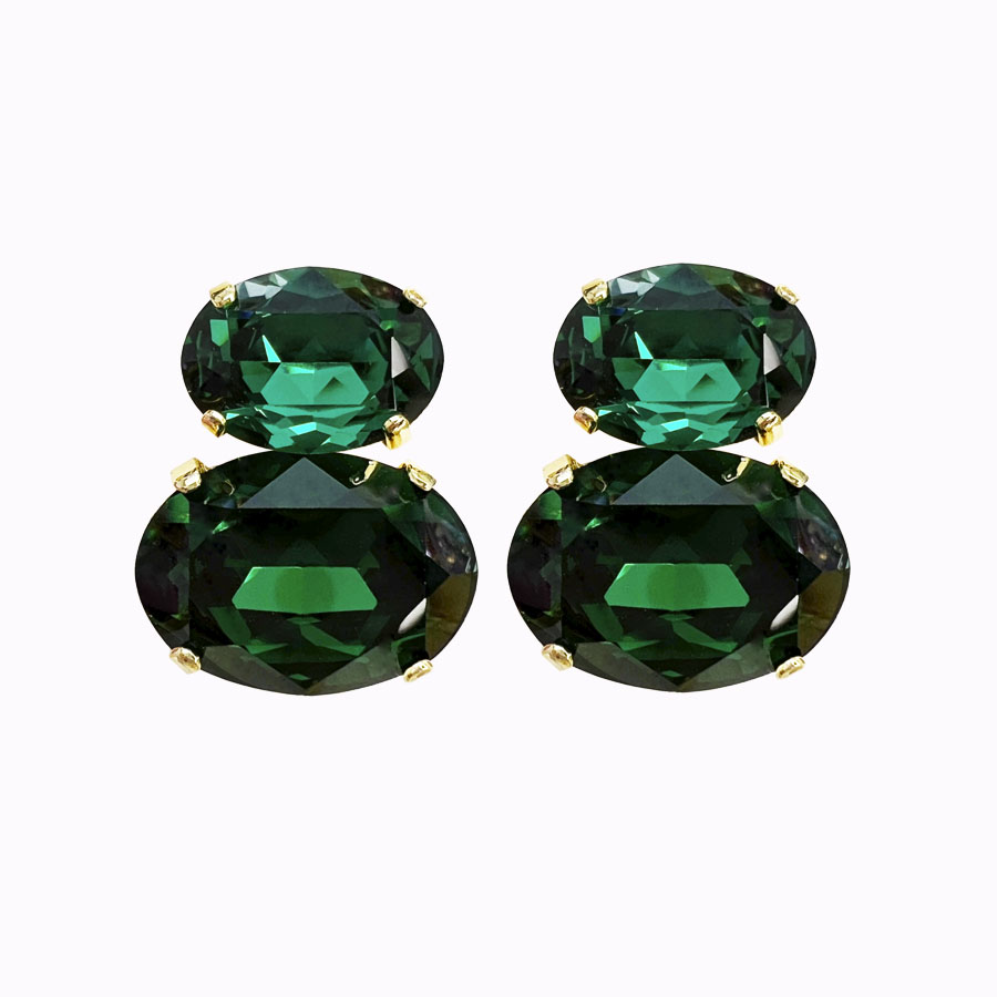 Ava earrings green combo gold plated