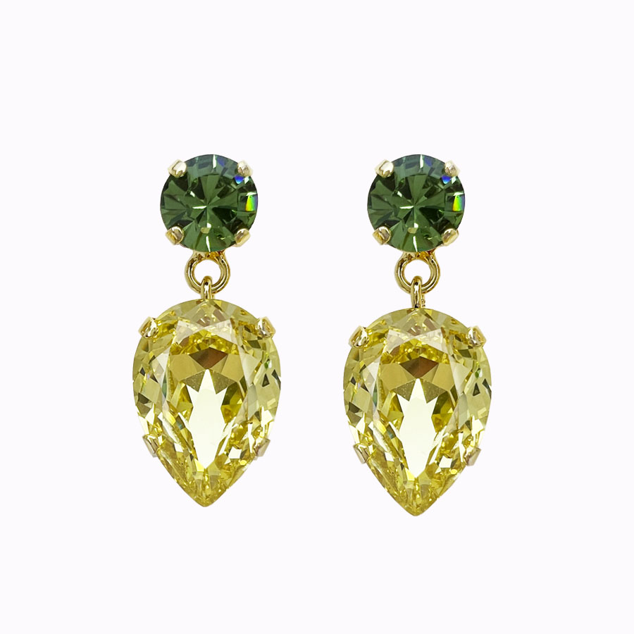 Diana earrings yellow green gold plated