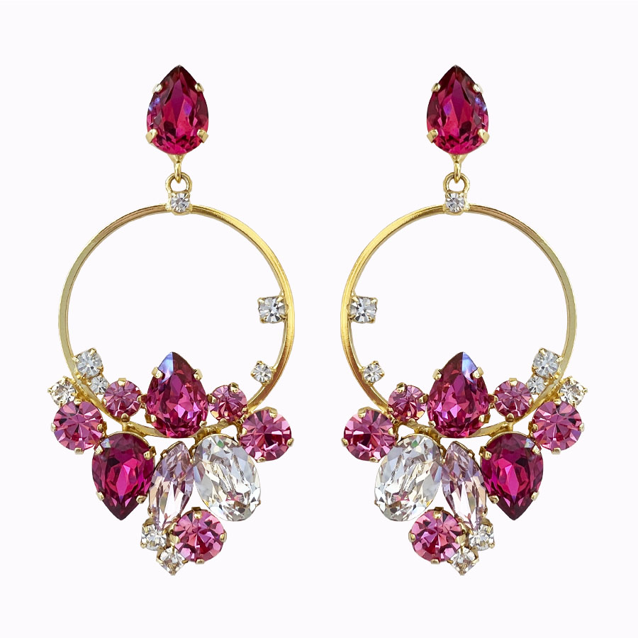 Fiona earrings pink combo gold plated