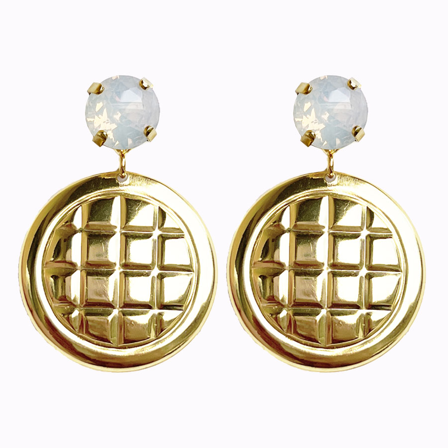 Isida earrings white opal gold plated