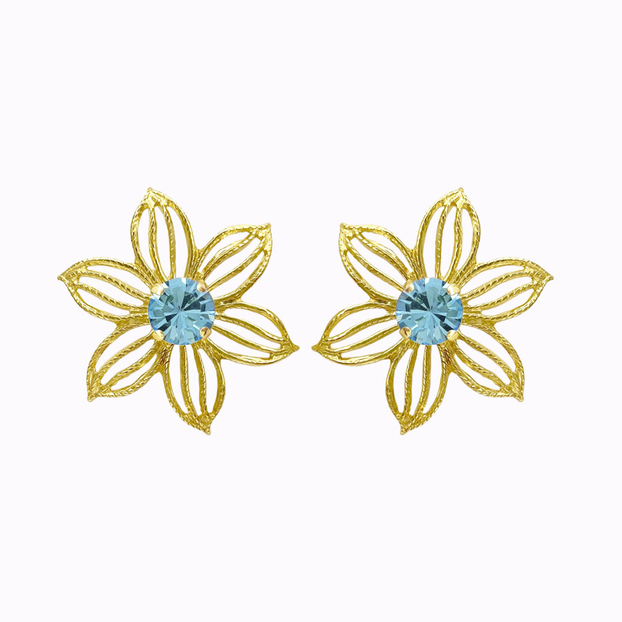 Jasmine earrings aqua gold plated