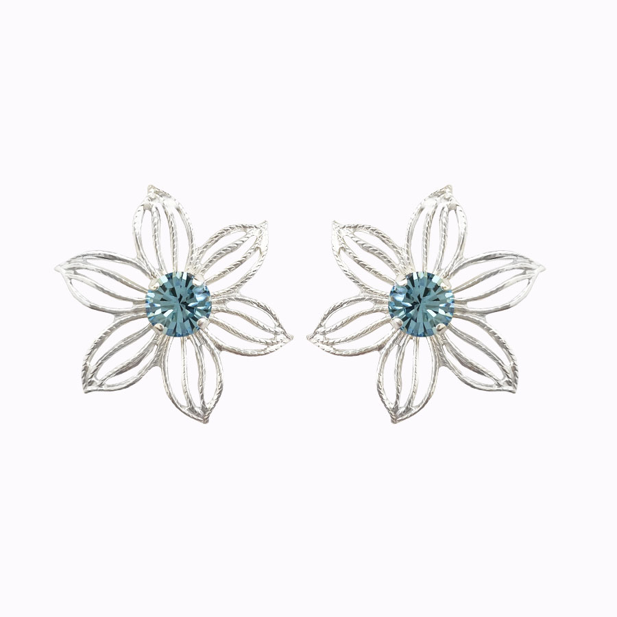 Jasmine earrings aqua rhodium plated