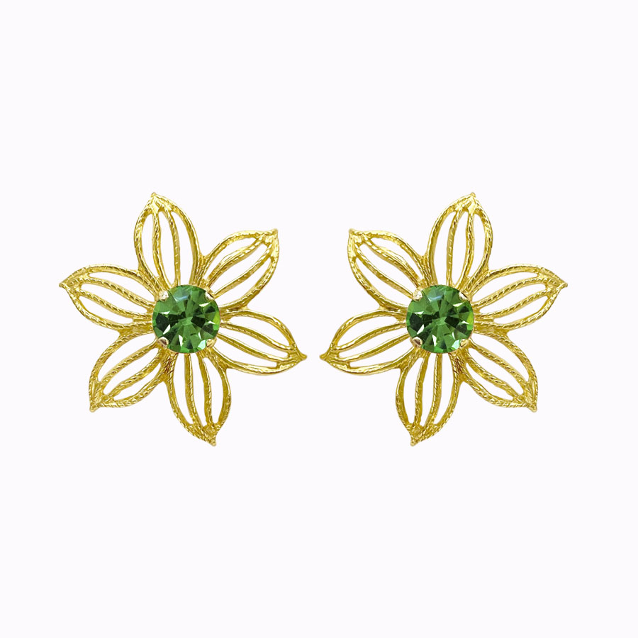 Jasmine earrings peridot gold plated