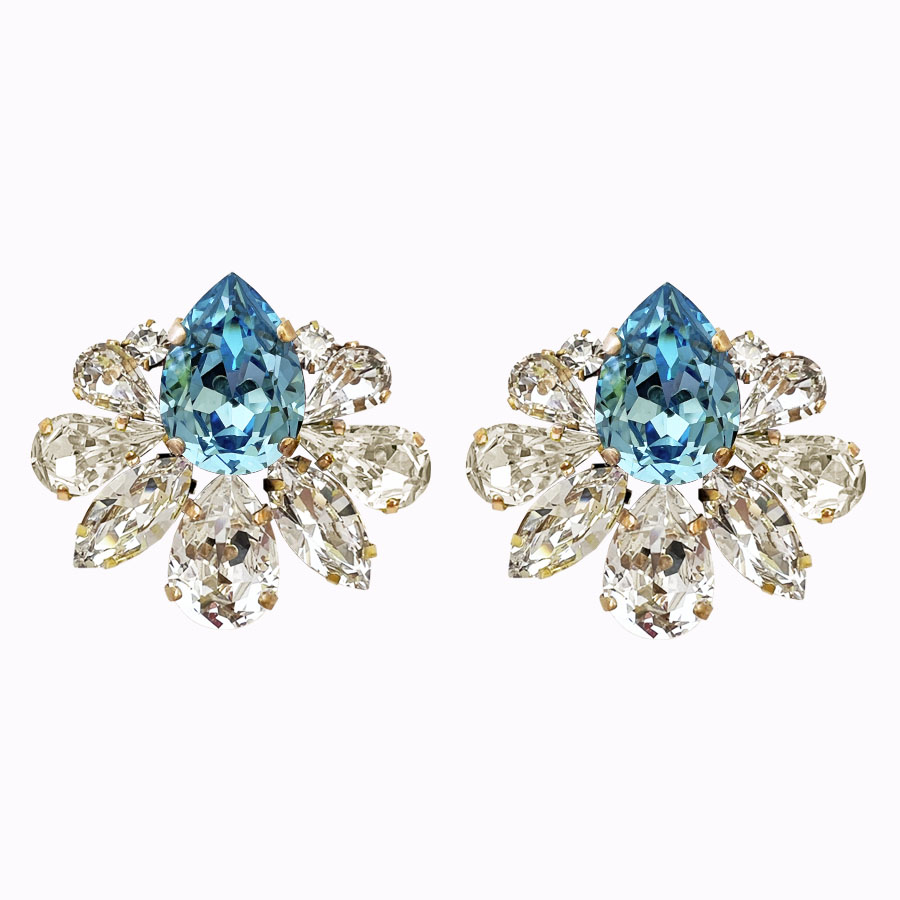 Lotus earrings aqua gold plated
