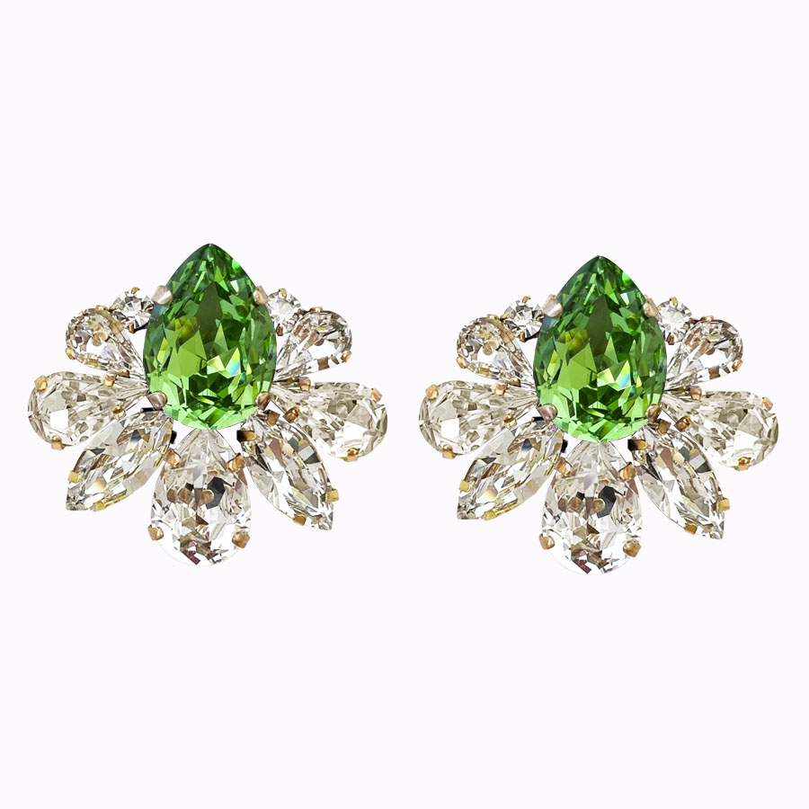 Lotus earrings peridot gold plared