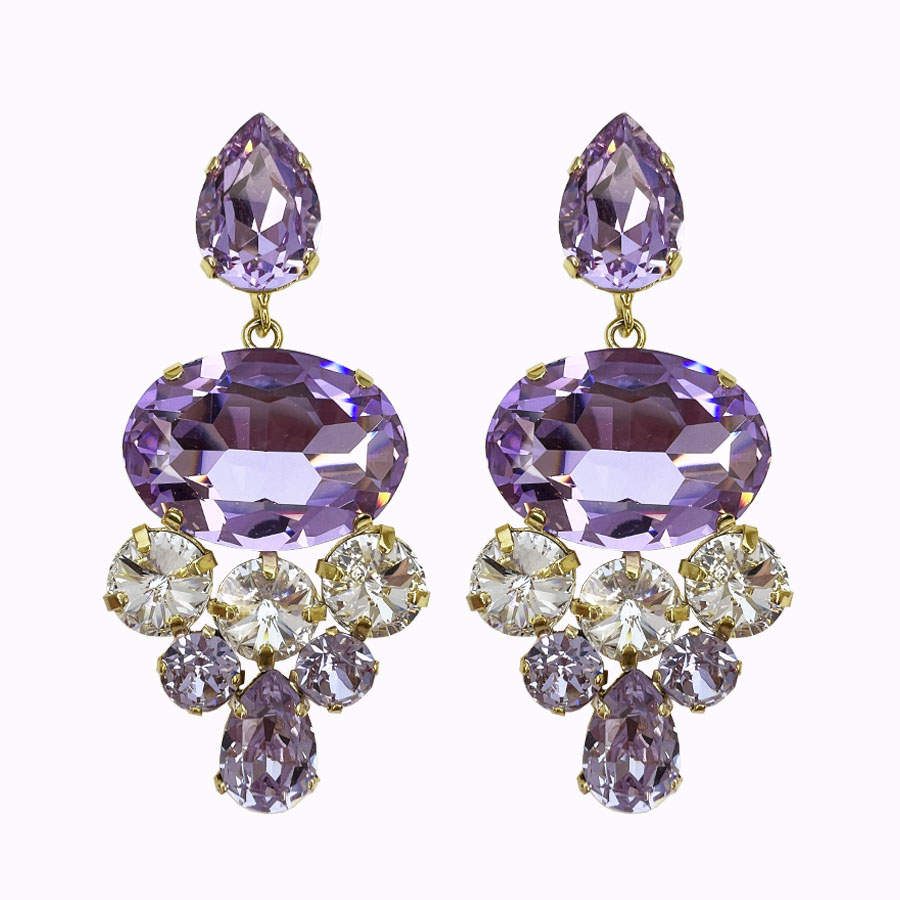 Luna earrings violet gold plated