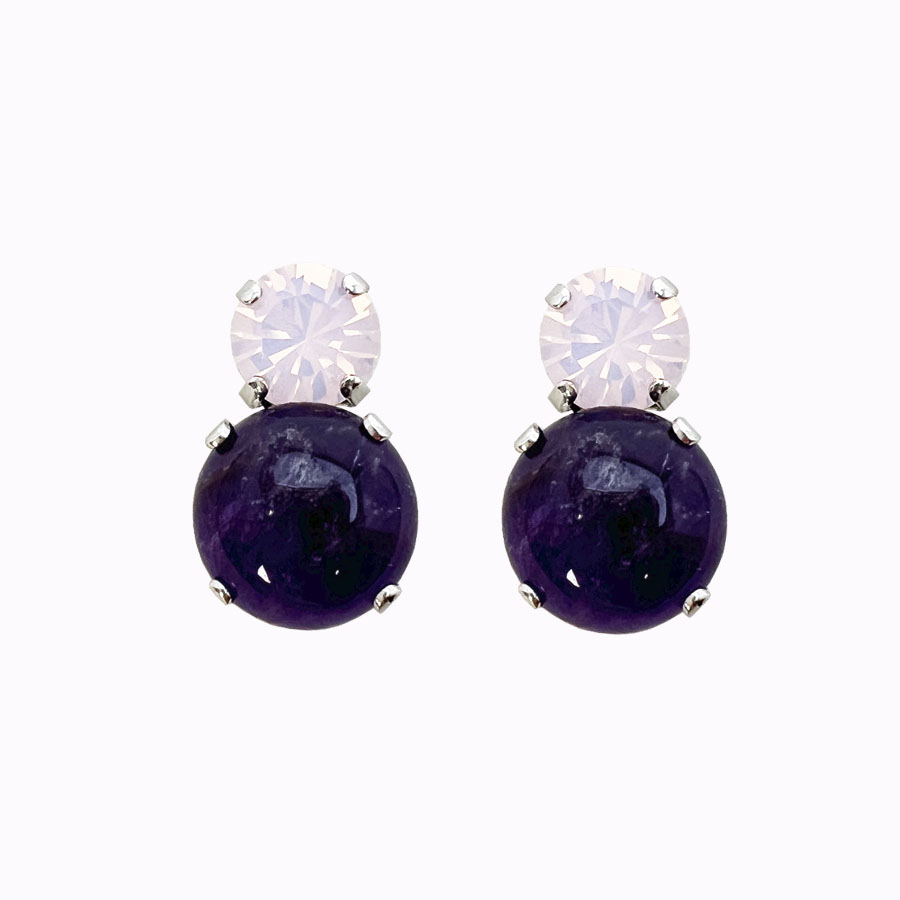Nia earrings amethyst rose water opal gold plated