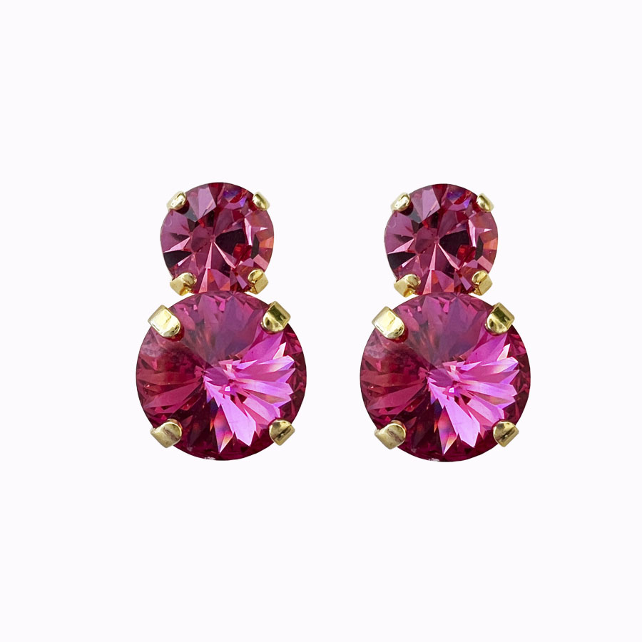 Nia earrings fuchsia gold plated
