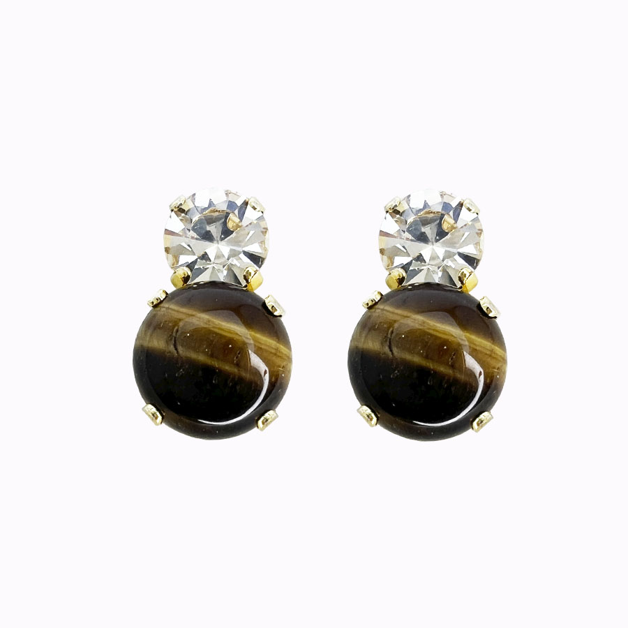 Nia earrings tiger eye gold plated