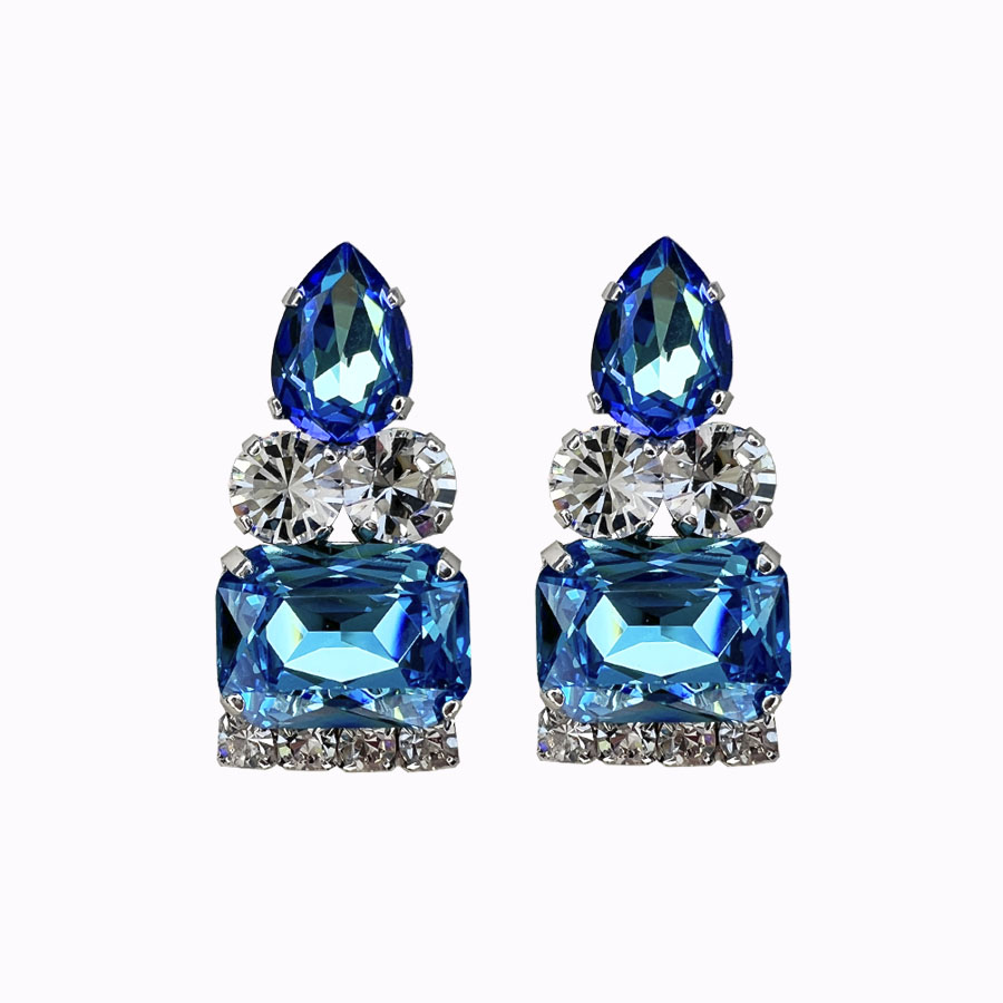 Selene earrings blue rhodium plated2
