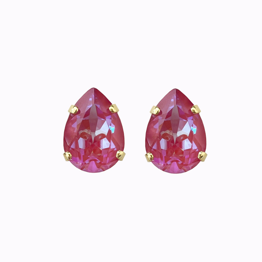 Teardrop earrings lotus pink delite gold plated