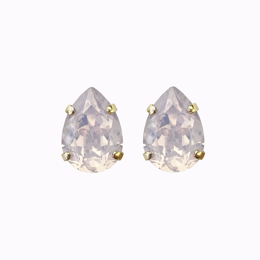 Teardrop earrings rose opal gold plated