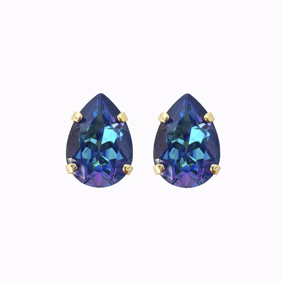 Teardrop earrings royal blue delite gold plated