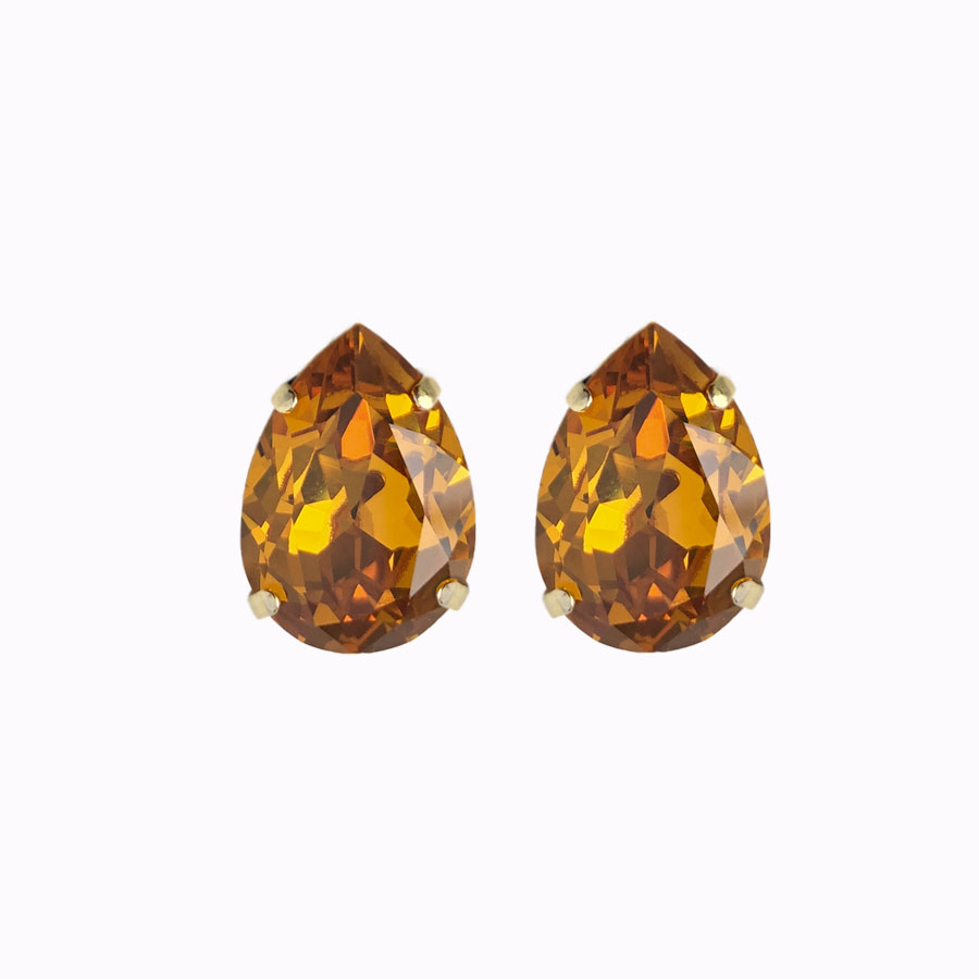 Teardrop earrings topaz gold plated