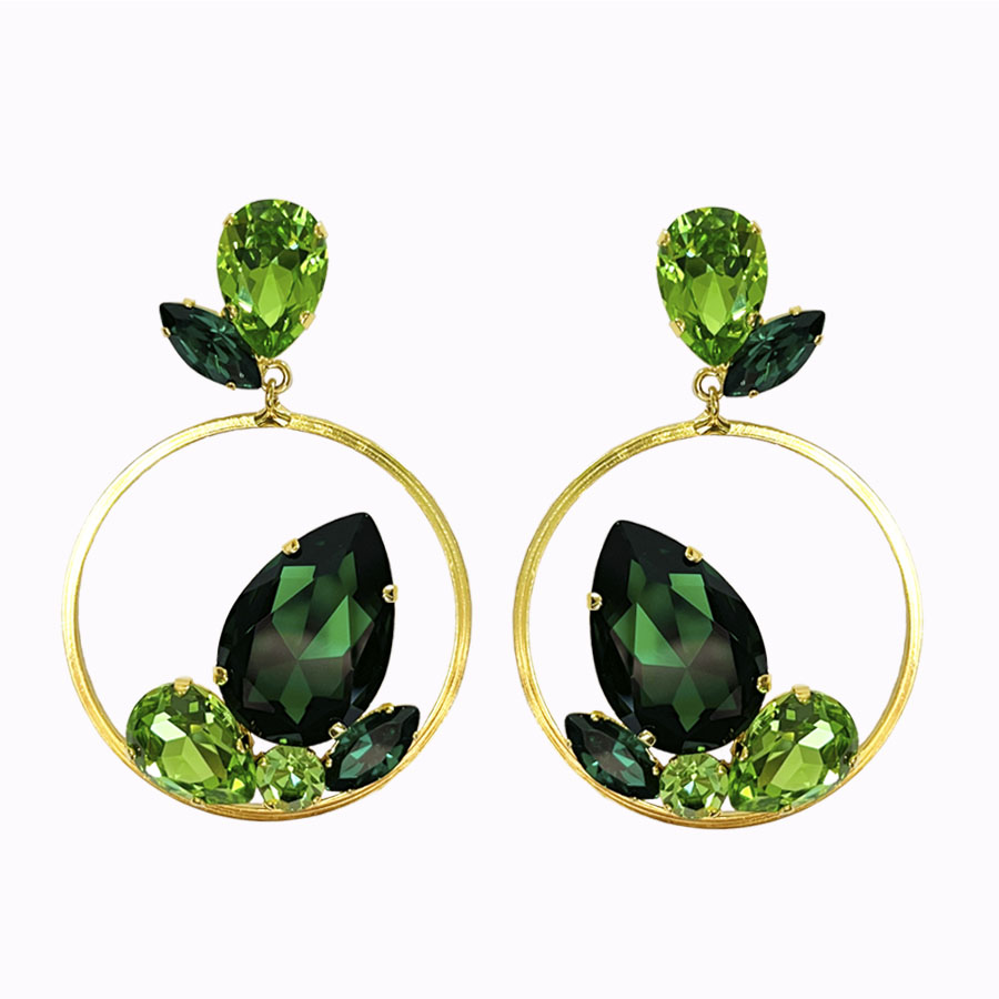 Zahara earrings green combo gold plated