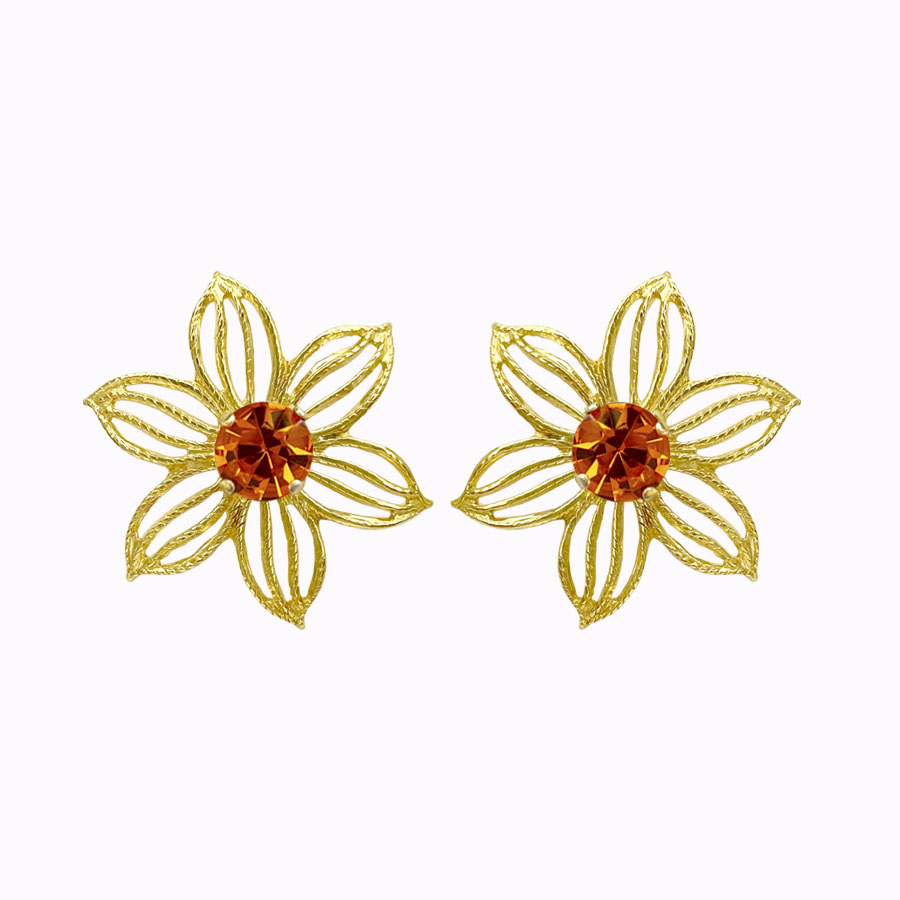 jasmine earrings tangerine gold plated