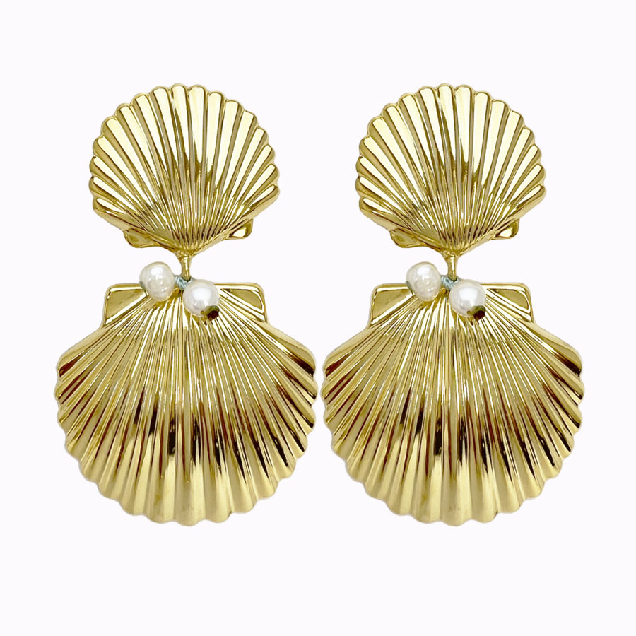 seashell earrings gold plated pearl