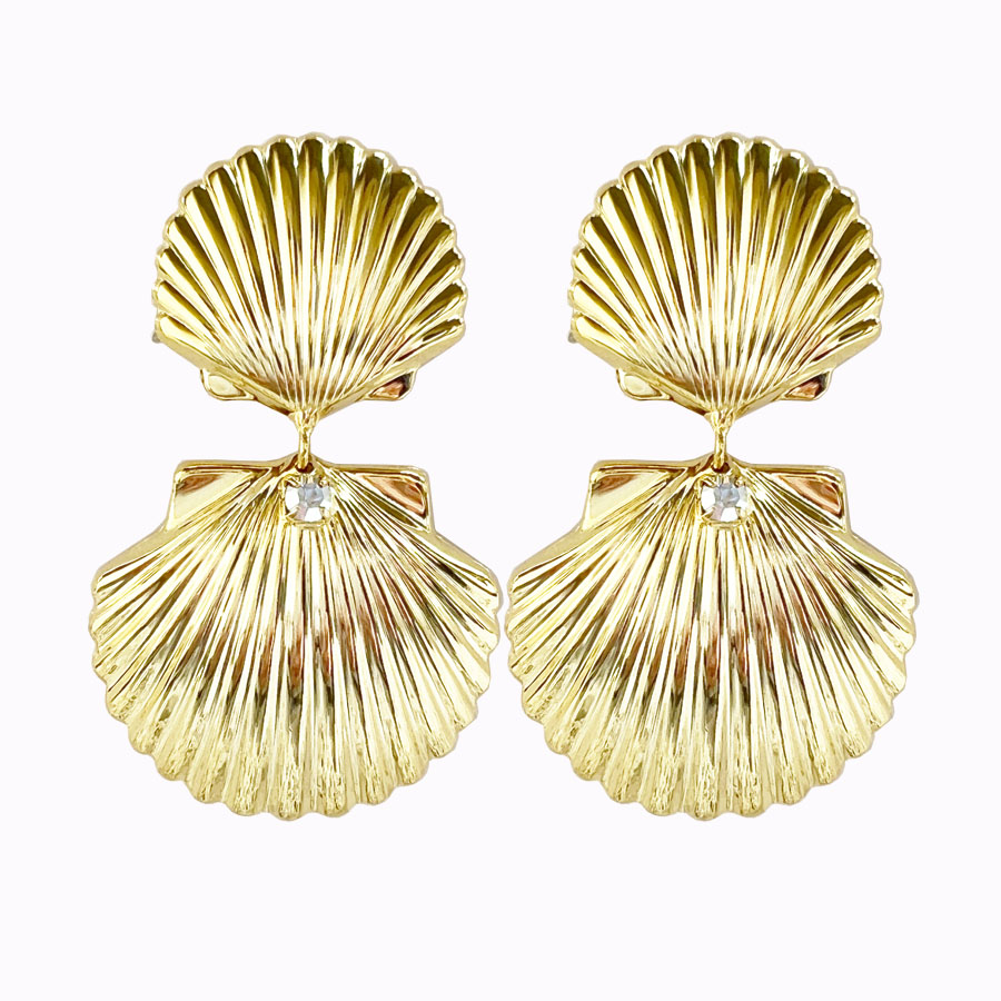 seashell earrings gold plated strass
